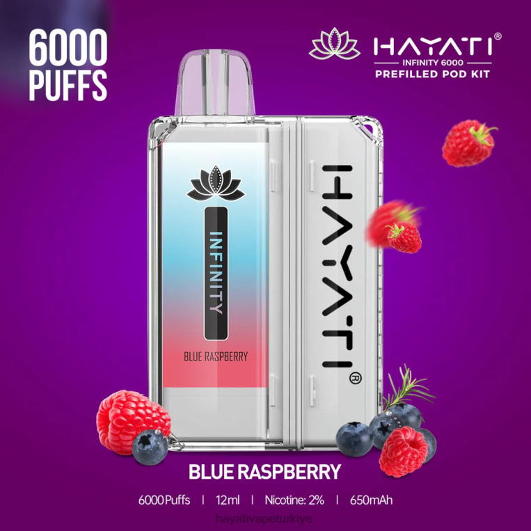 Hayati Infinity 6000 kapsül kiti 28JJZ144 - Hayati flavours Türkiye - Mavi ahududu
