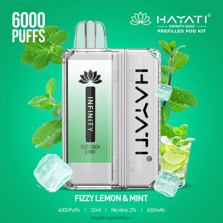 Hayati Infinity 6000 kapsül kiti 28JJZ147 - Hayati Türkiye - gazlı limon ve nane