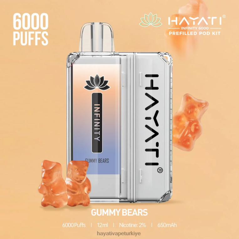 Hayati Infinity 6000 kapsül kiti 28JJZ151 - Hayati vape Türkiye - sakızlı ayılar