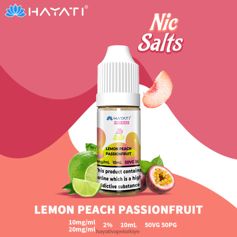 Hayati Pro Max güzel tuzlar 28JJZ242 - Hayati vape flavours - limon şeftali tutku meyvesi