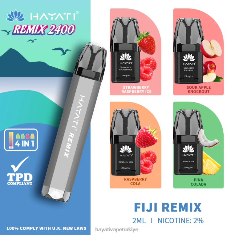 Hayati Remix önceden doldurulmuş kapsül sistemi 2400 nefes 28JJZ53 - Hayati store Türkiye - fiji remix