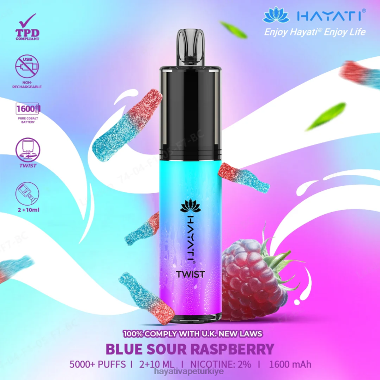 Hayati Twist tek kullanımlık 28JJZ65 - Hayati flavour list - mavi ekşi ahududu