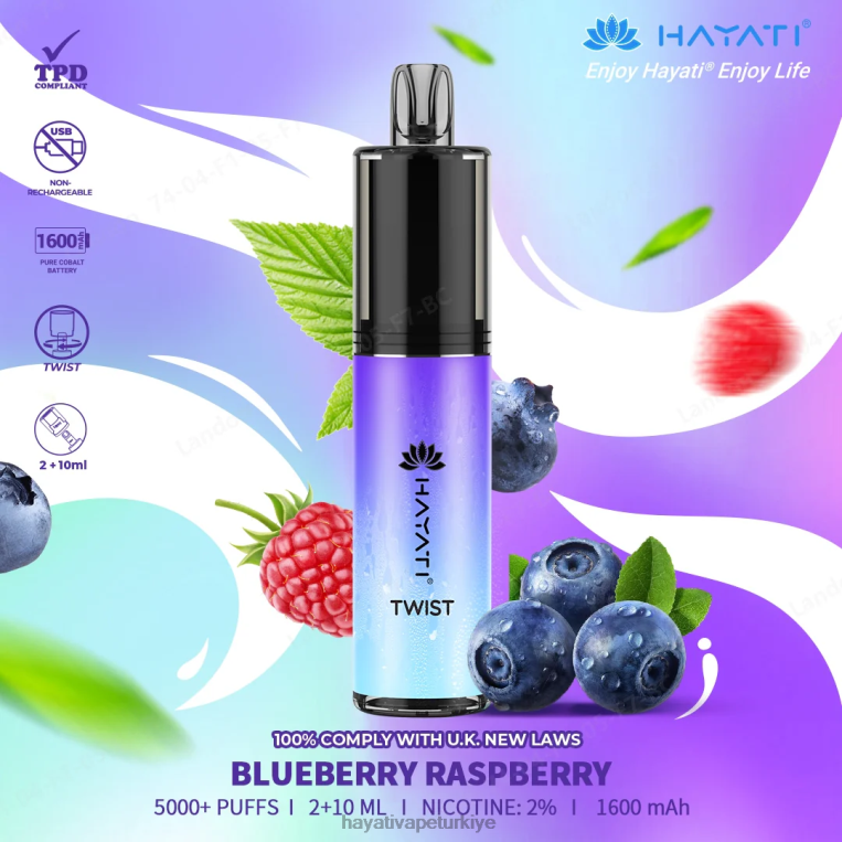 Hayati Twist tek kullanımlık 28JJZ66 - Hayati flavour vapes - yaban mersini ahududu