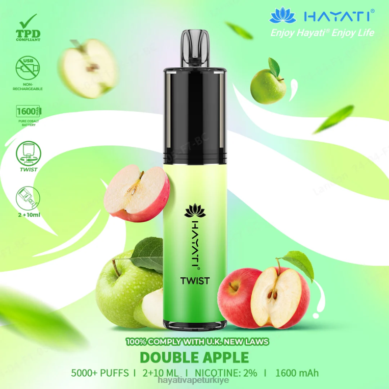 Hayati Twist tek kullanımlık 28JJZ68 - Hayati vape company - çift ​​elma