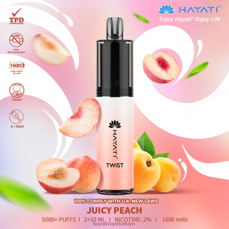 Hayati Twist tek kullanımlık 28JJZ72 - Hayati vape flavours - sulu şeftali