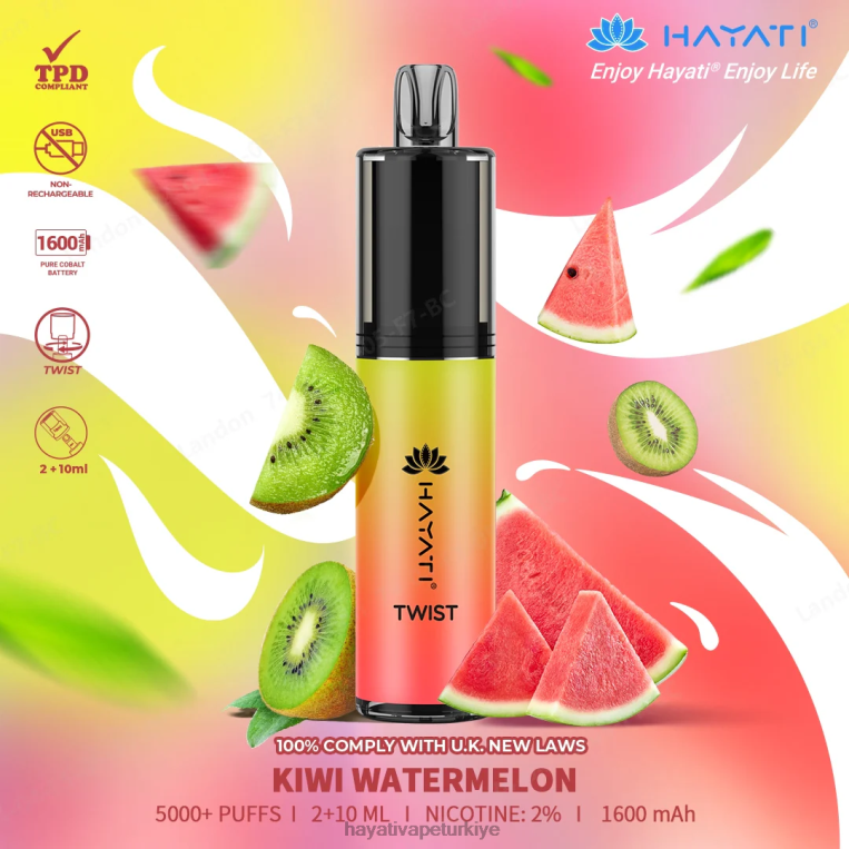 Hayati Twist tek kullanımlık 28JJZ74 - Hayati flavours Türkiye - kivi karpuz