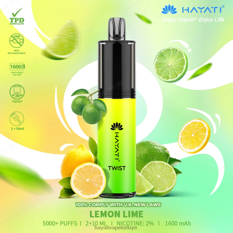 Hayati Twist tek kullanımlık 28JJZ75 - Hayati flavour list - limon dilimi
