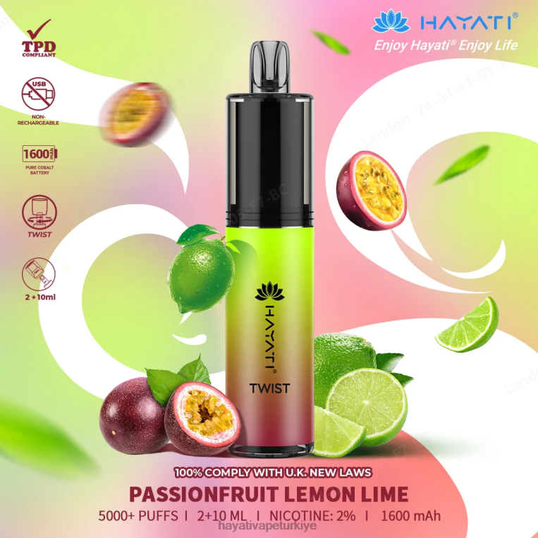 Hayati Twist tek kullanımlık 28JJZ78 - Hayati vape company - çarkıfelek meyvesi limon limonu