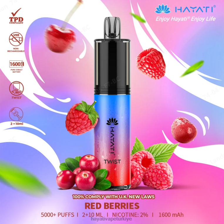 Hayati Twist tek kullanımlık 28JJZ79 - Hayati vapes wholesale - kırmızı meyveler