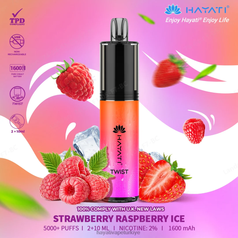 Hayati Twist tek kullanımlık 28JJZ85 - Hayati flavour list - çilek ahududu buz