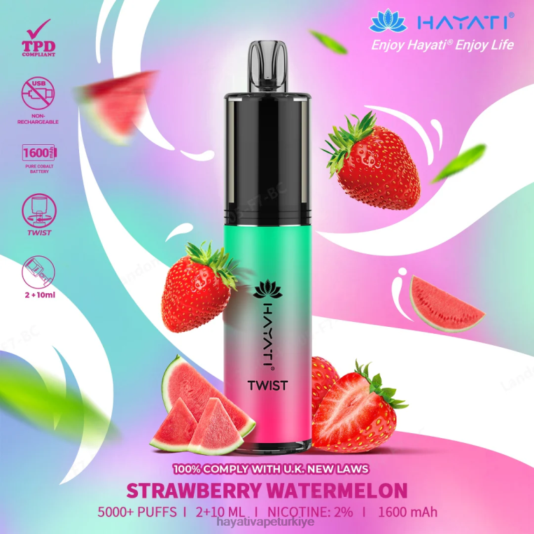 Hayati Twist tek kullanımlık 28JJZ86 - Hayati flavour vapes - çilek karpuz