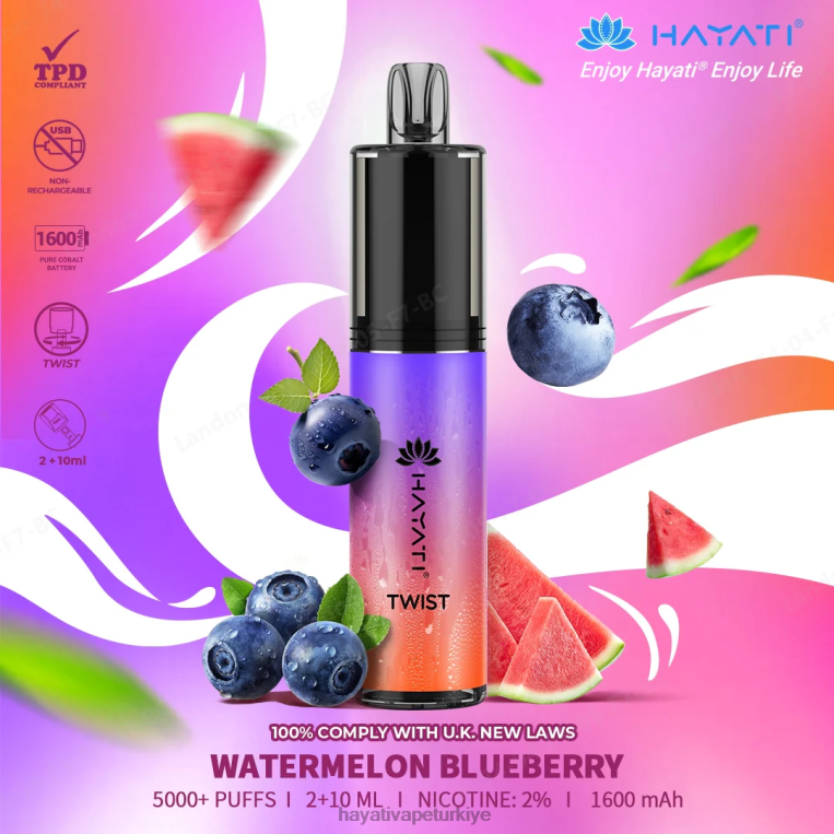 Hayati Twist tek kullanımlık 28JJZ88 - Hayati vape company - karpuz yaban mersini