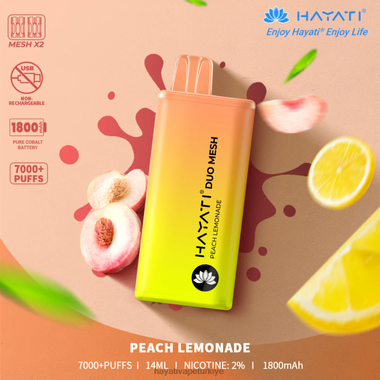 Hayati Duo Mesh tek kullanımlık 28JJZ175 - Hayati flavour list - şeftalili limonata