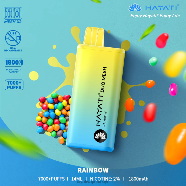 Hayati Duo Mesh tek kullanımlık 28JJZ176 - Hayati flavour vapes - gökkuşağı