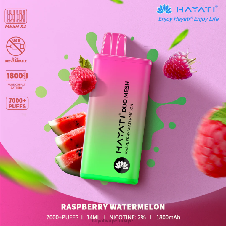 Hayati Duo Mesh tek kullanımlık 28JJZ178 - Hayati vape company - ahududu karpuz