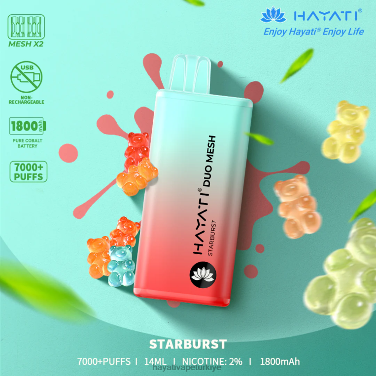 Hayati Duo Mesh tek kullanımlık 28JJZ181 - Hayati vape Türkiye - yıldız patlaması