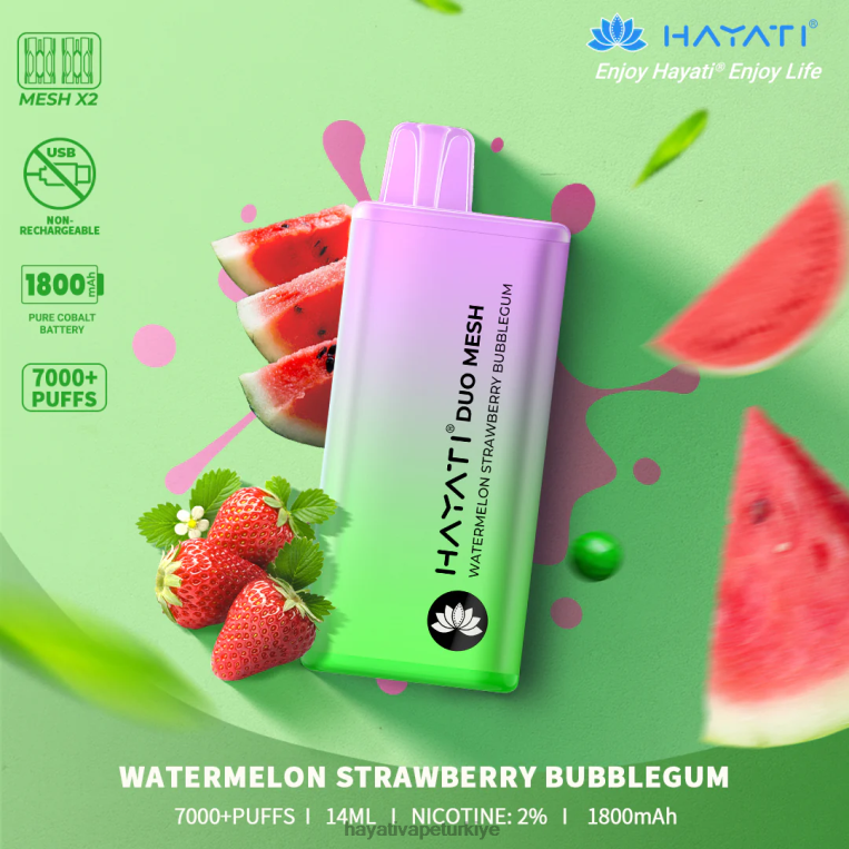 Hayati Duo Mesh tek kullanımlık 28JJZ192 - Hayati vape flavours - karpuz çilekli sakız