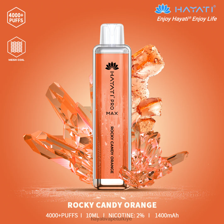 Hayati Pro Max tek kullanımlık 28JJZ118 - Hayati vape company - kaya şekeri portakalı