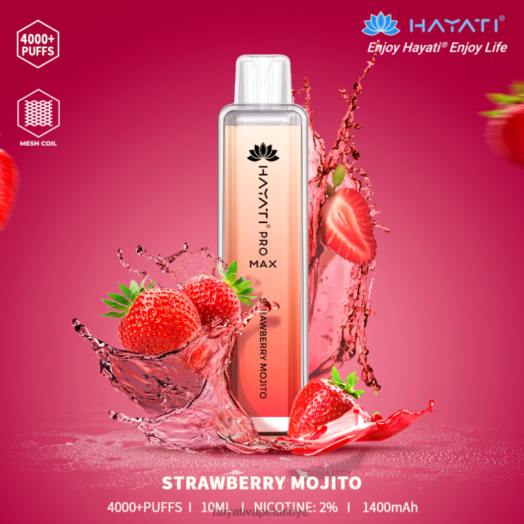 Hayati Pro Max tek kullanımlık 28JJZ121 - Hayati vape Türkiye - çilek mojito