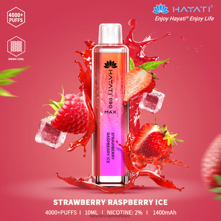 Hayati Pro Max tek kullanımlık 28JJZ122 - Hayati vape flavours - çilek ahududu buz