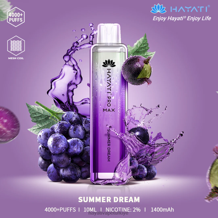 Hayati Pro Max tek kullanımlık 28JJZ124 - Hayati flavours Türkiye - yaz Rüyası