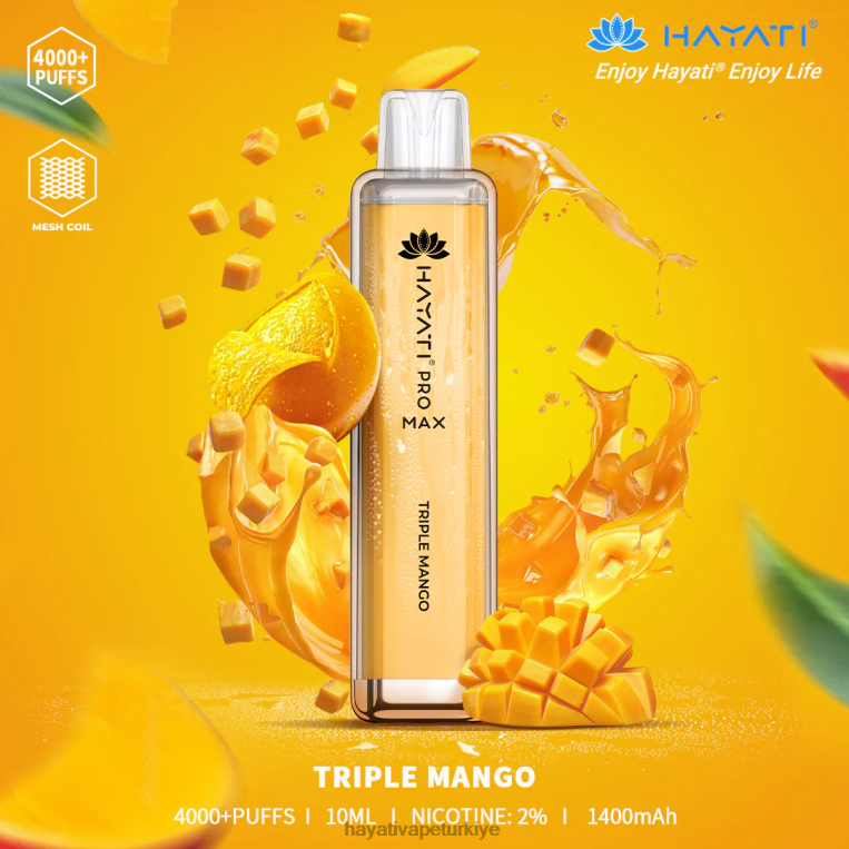 Hayati Pro Max tek kullanımlık 28JJZ125 - Hayati flavour list - üçlü mango