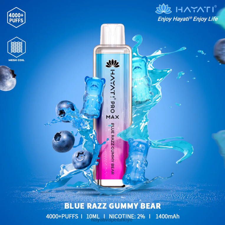 Hayati Pro Max tek kullanımlık 28JJZ129 - Hayati vapes wholesale - mavi razz sakızlı ayı