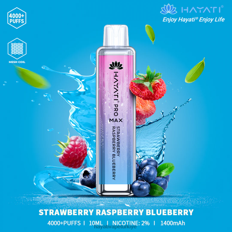 Hayati Pro Max tek kullanımlık 28JJZ141 - Hayati vape Türkiye - çilek ahududu yaban mersini