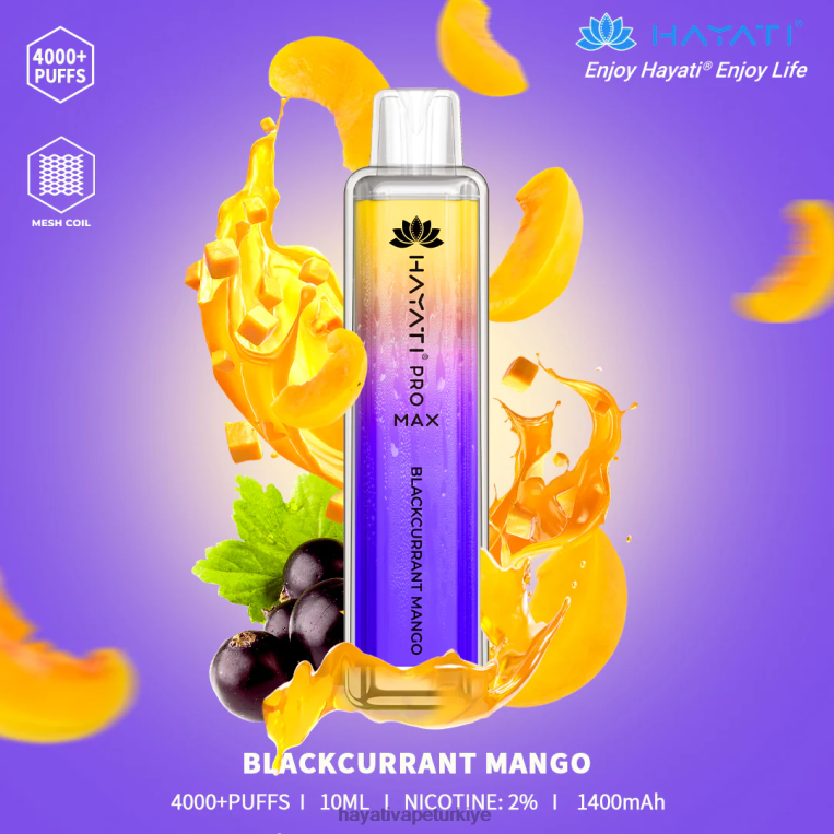 Hayati Pro Max tek kullanımlık 28JJZ92 - Hayati vape flavours - frenk üzümü mango