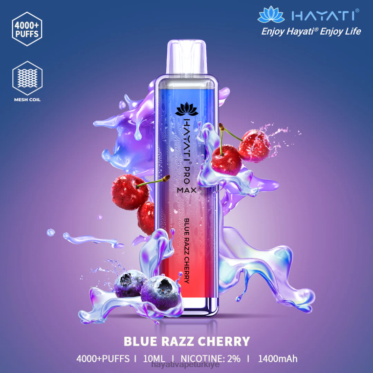 Hayati Pro Max tek kullanımlık 28JJZ94 - Hayati flavours Türkiye - mavi razz kiraz