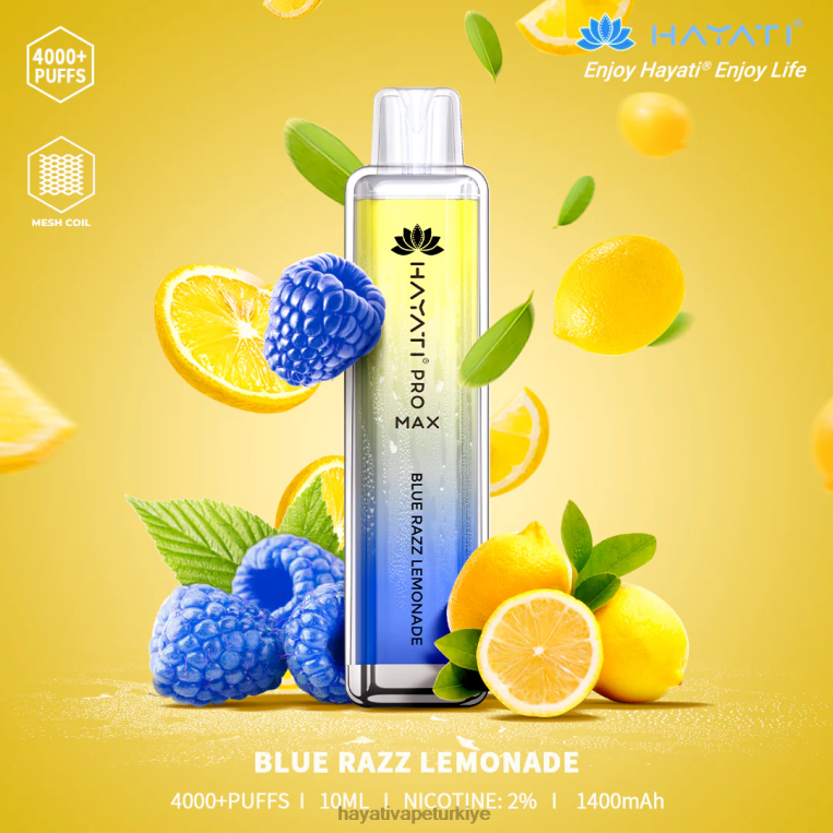 Hayati Pro Max tek kullanımlık 28JJZ95 - Hayati flavour list - mavi razz limonata