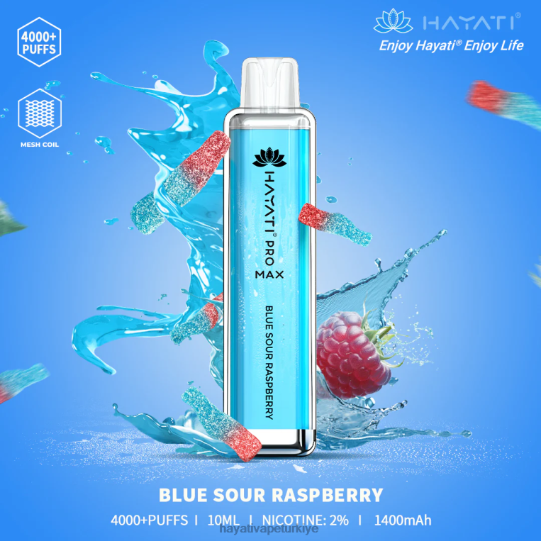 Hayati Pro Max tek kullanımlık 28JJZ96 - Hayati flavour vapes - mavi ekşi ahududu