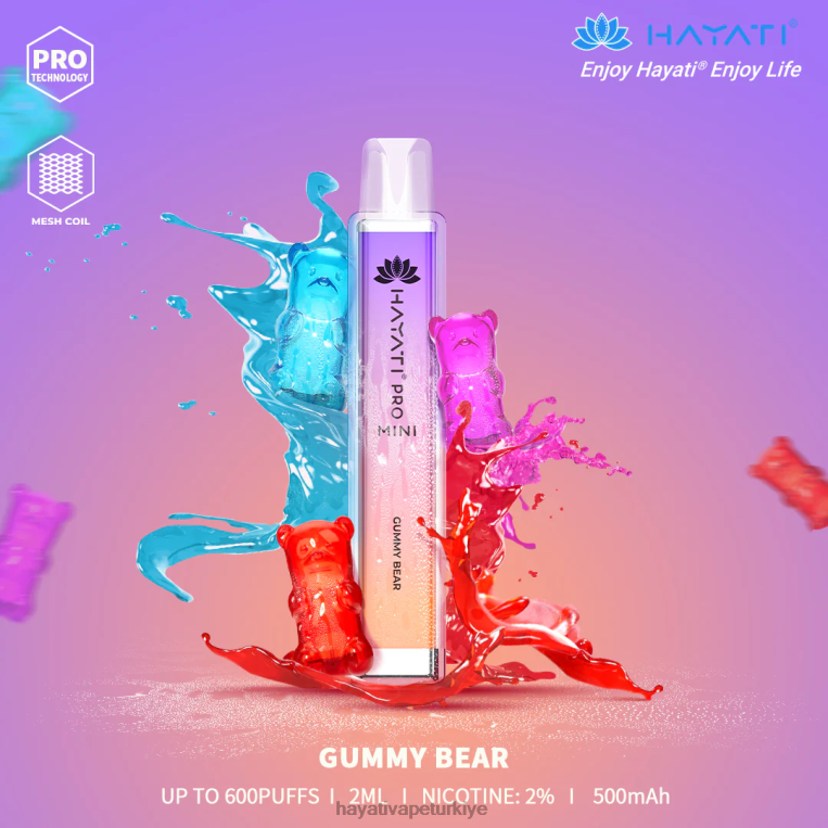 Hayati Pro Mini tek kullanımlık 28JJZ10 - Hayati Ankara - sakızlı ayı