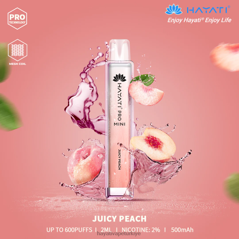 Hayati Pro Mini tek kullanımlık 28JJZ12 - Hayati vape flavours - sulu şeftali
