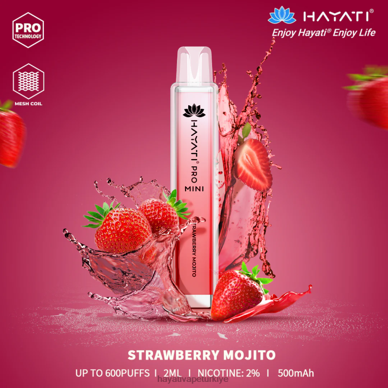 Hayati Pro Mini tek kullanımlık 28JJZ21 - Hayati vape Türkiye - çilek mojito