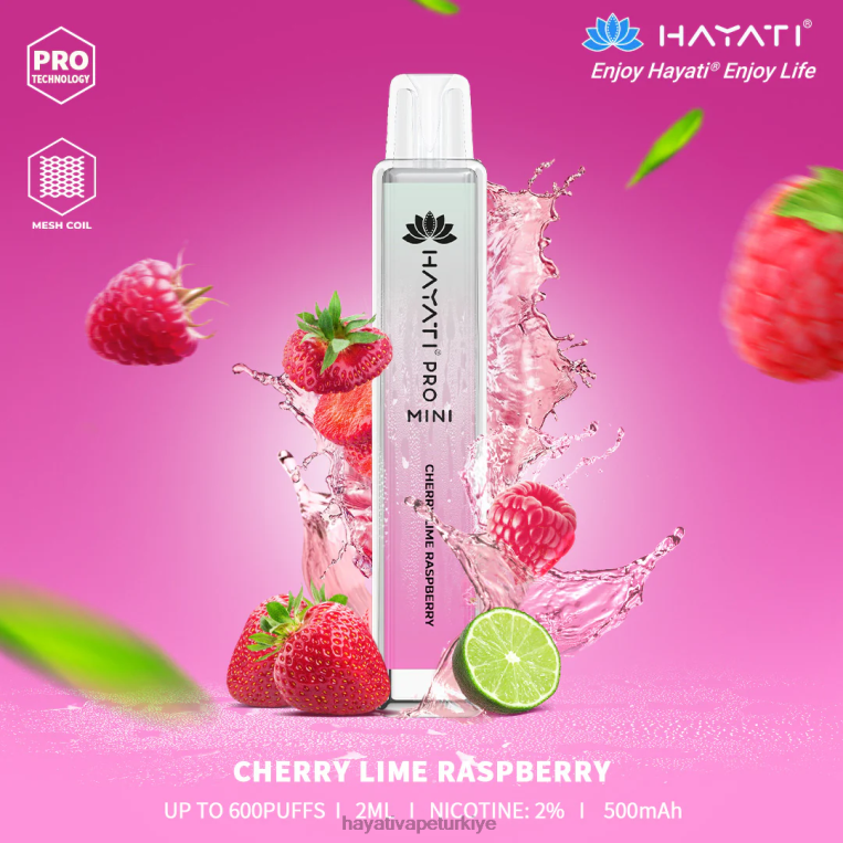 Hayati Pro Mini tek kullanımlık 28JJZ26 - Hayati flavour vapes - kiraz limonu ahududu