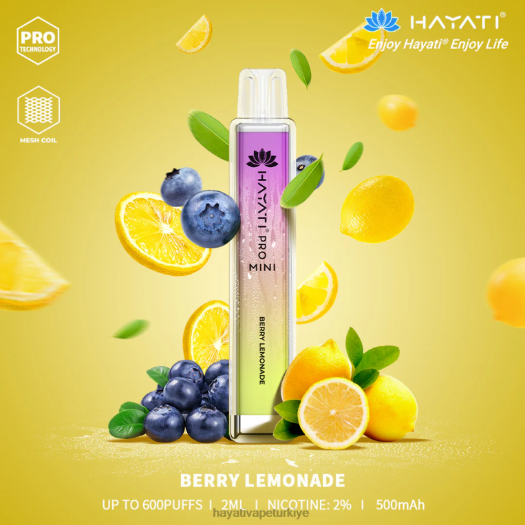 Hayati Pro Mini tek kullanımlık 28JJZ2 - Hayati vape flavours - dut limonatası