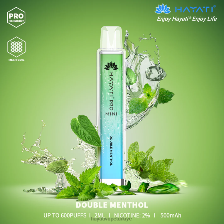 Hayati Pro Mini tek kullanımlık 28JJZ8 - Hayati vape company - çift ​​mentol