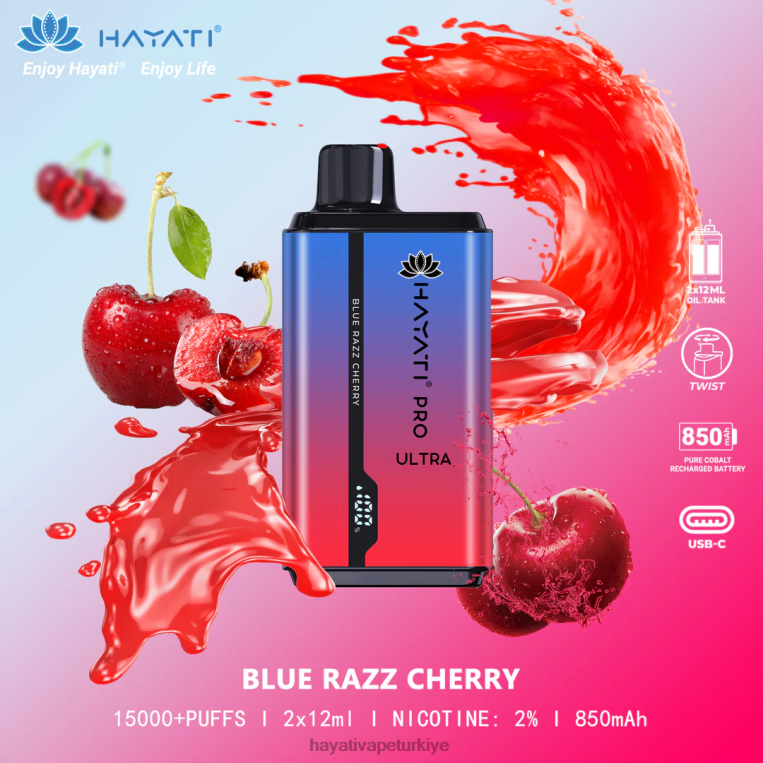 Hayati Pro Ultra tek kullanımlık 15000 puf 28JJZ193 - Hayati store Türkiye - mavi razz kiraz
