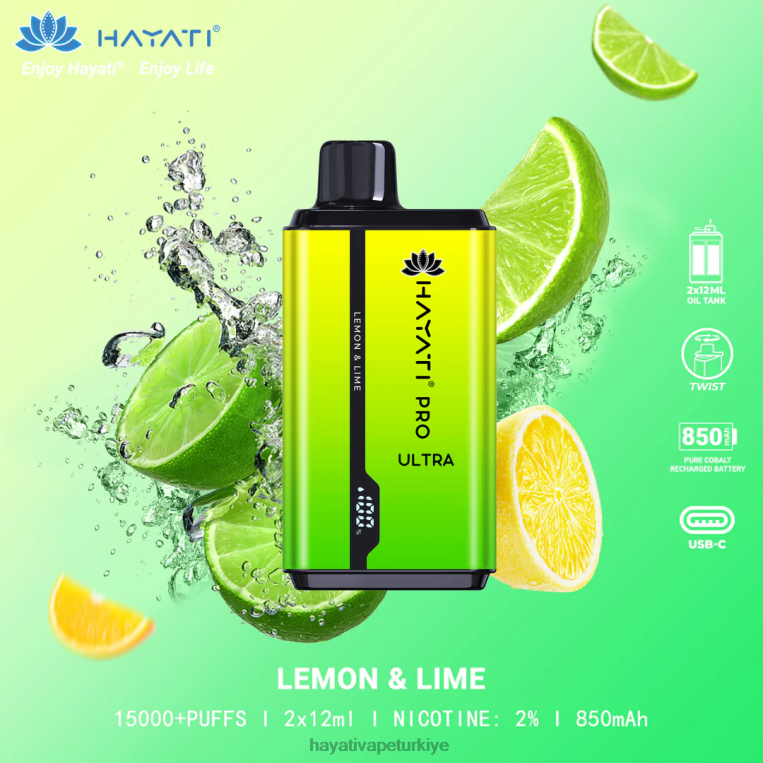Hayati Pro Ultra tek kullanımlık 15000 puf 28JJZ203 - Hayati store Türkiye - limon dilimi