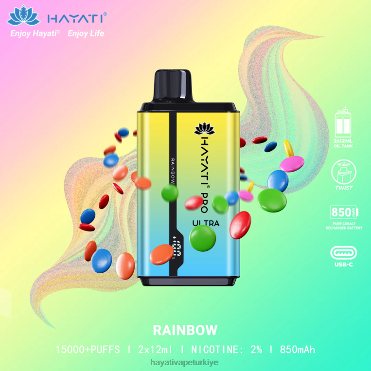Hayati Pro Ultra tek kullanımlık 15000 puf 28JJZ209 - Hayati vapes wholesale - gökkuşağı