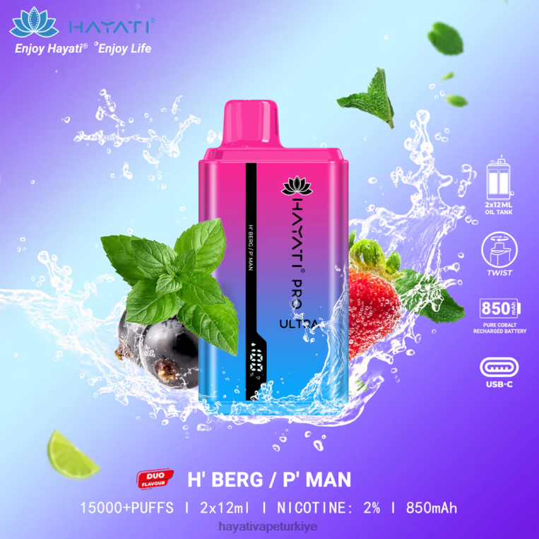 Hayati Pro Ultra tek kullanımlık 15000 puf 28JJZ219 - Hayati vapes wholesale - h'berg/p'adam